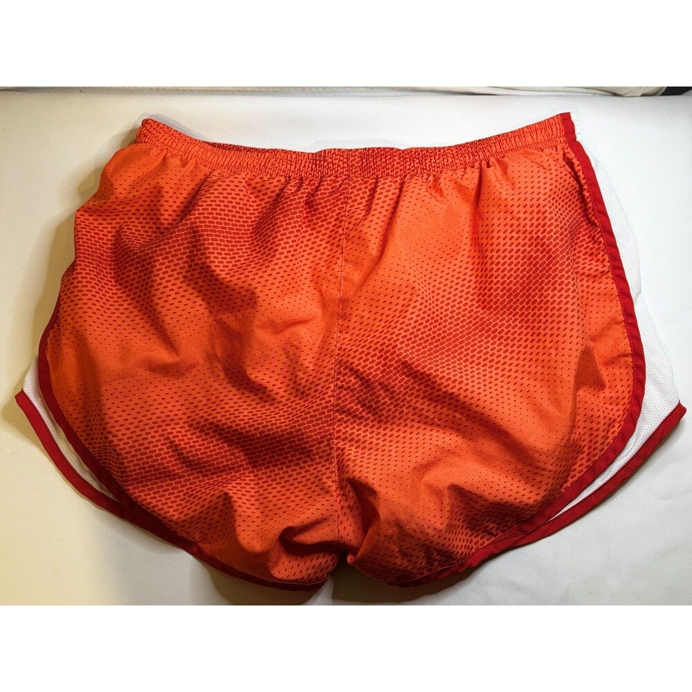 Nike Women's Large Tempo Running Shorts Dri-FIT Orange Digital Dot Print White - Picture 8 of 11